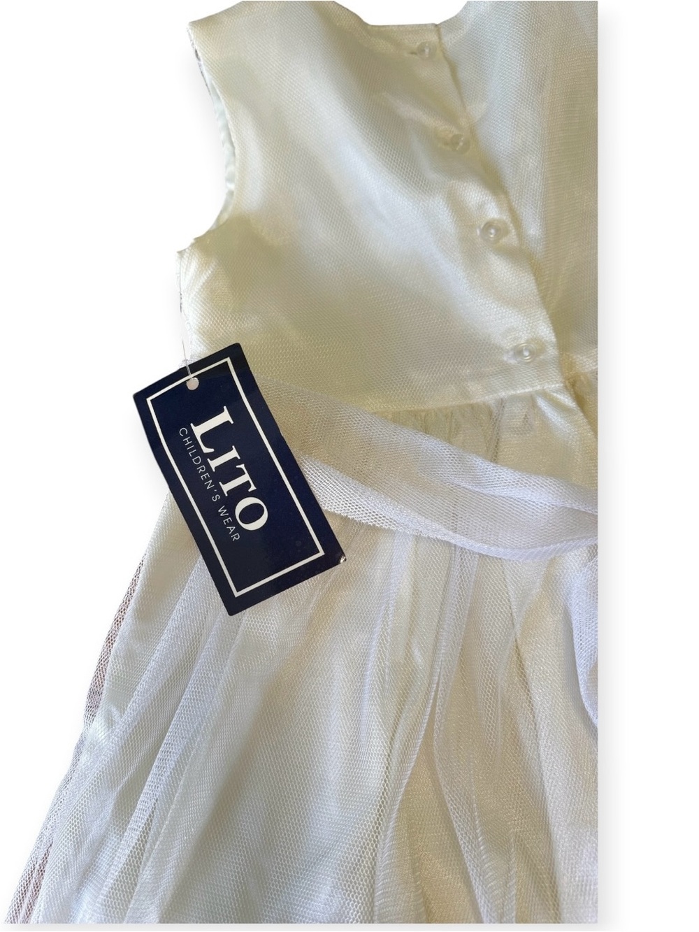 Vtg NWT New Lito 2T Dress White Ruffled Pageant, Flower Girl Sz 2T - Picture 5 of 8